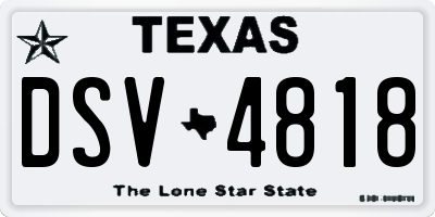 TX license plate DSV4818