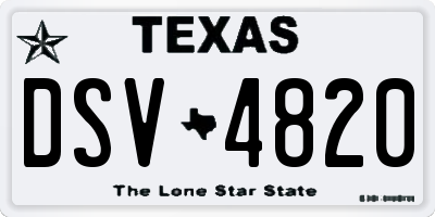 TX license plate DSV4820