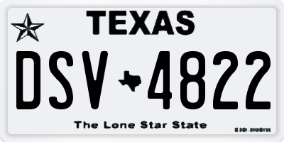 TX license plate DSV4822