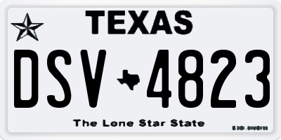 TX license plate DSV4823