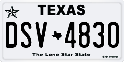TX license plate DSV4830