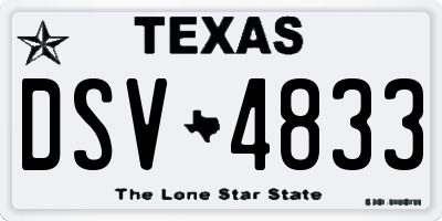 TX license plate DSV4833