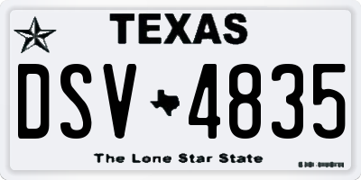 TX license plate DSV4835