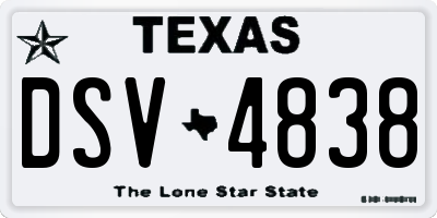 TX license plate DSV4838