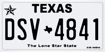 TX license plate DSV4841