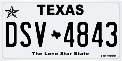 TX license plate DSV4843
