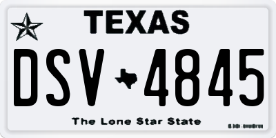 TX license plate DSV4845