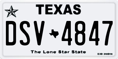 TX license plate DSV4847