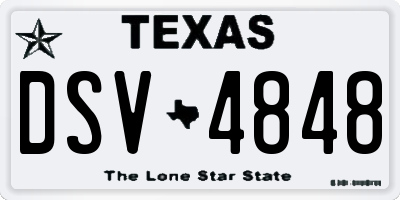 TX license plate DSV4848