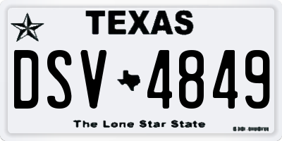 TX license plate DSV4849
