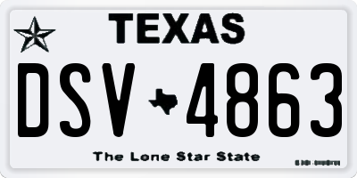 TX license plate DSV4863