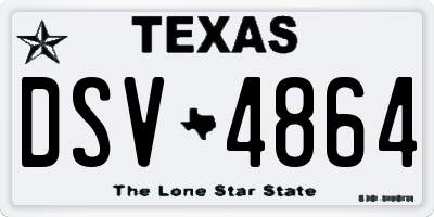TX license plate DSV4864