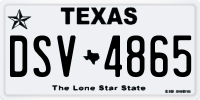 TX license plate DSV4865