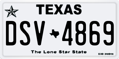TX license plate DSV4869