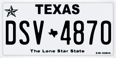TX license plate DSV4870