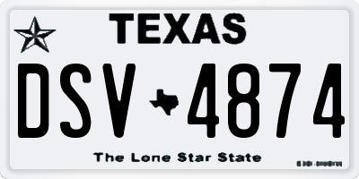 TX license plate DSV4874