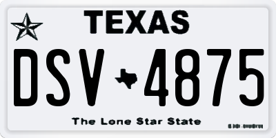 TX license plate DSV4875