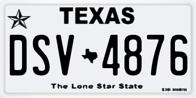 TX license plate DSV4876