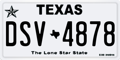 TX license plate DSV4878