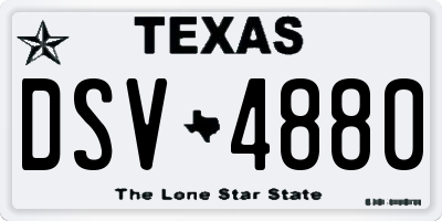 TX license plate DSV4880