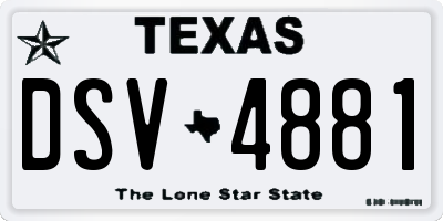 TX license plate DSV4881