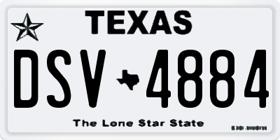 TX license plate DSV4884