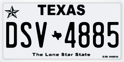 TX license plate DSV4885