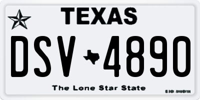 TX license plate DSV4890