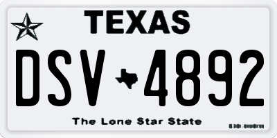 TX license plate DSV4892