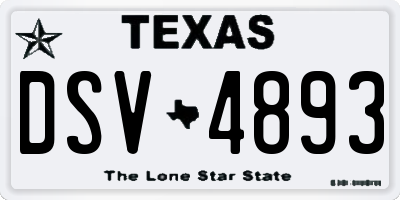 TX license plate DSV4893