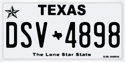 TX license plate DSV4898