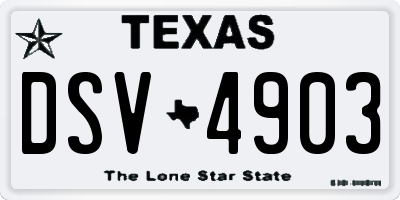 TX license plate DSV4903