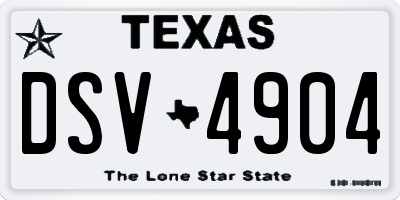 TX license plate DSV4904