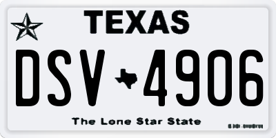 TX license plate DSV4906