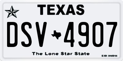TX license plate DSV4907