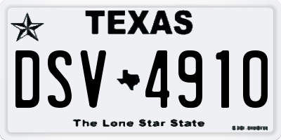 TX license plate DSV4910