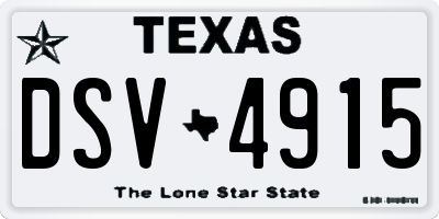 TX license plate DSV4915