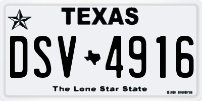 TX license plate DSV4916