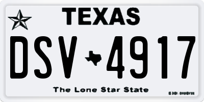 TX license plate DSV4917