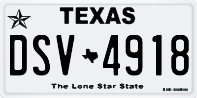 TX license plate DSV4918