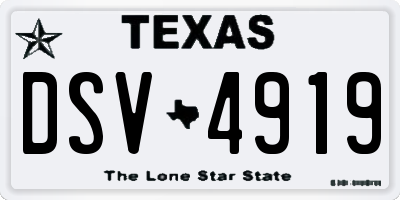 TX license plate DSV4919