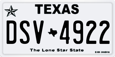 TX license plate DSV4922