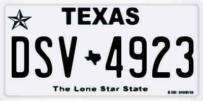 TX license plate DSV4923