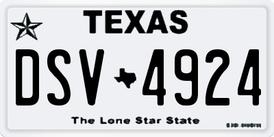 TX license plate DSV4924