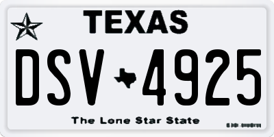 TX license plate DSV4925