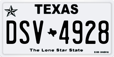 TX license plate DSV4928