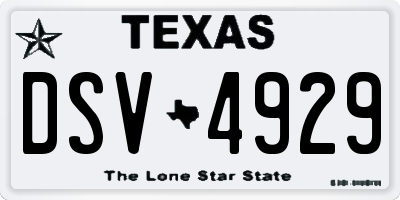 TX license plate DSV4929