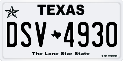 TX license plate DSV4930