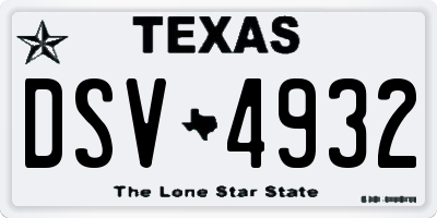 TX license plate DSV4932