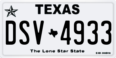 TX license plate DSV4933